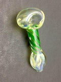 3.75" Surface Worked Silver Fumed Color Swirl Spoon with Flat Mouth Piece
