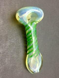 3.75" Surface Worked Silver Fumed Color Swirl Spoon with Flat Mouth Piece