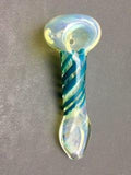 3.75" Surface Worked Silver Fumed Color Swirl Spoon with Flat Mouth Piece