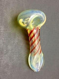 3.75" Surface Worked Silver Fumed Color Swirl Spoon with Flat Mouth Piece
