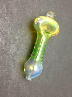 3.75" Surface Worked Silver Fumed Color Swirl Spoon with Marble Head