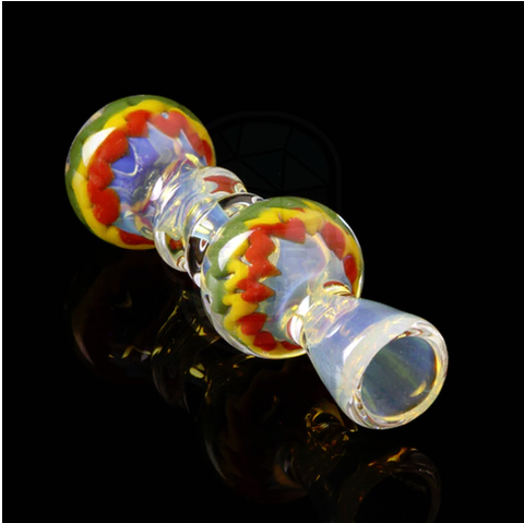 3" Silver Fumed Inside Out Rasta Zig Zag with Maria Ring Chillum