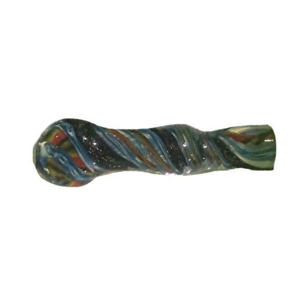 3" Silver Fumed Inside Out Striped Dichro Flat Mouth Chillum
