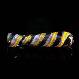 3" Silver Fumed Inside Out Striped Dichro Flat Mouth Chillum