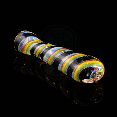 3" Silver Fumed Inside Out Striped Dichro Flat Mouth Chillum