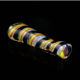 3" Silver Fumed Inside Out Striped Dichro Flat Mouth Chillum