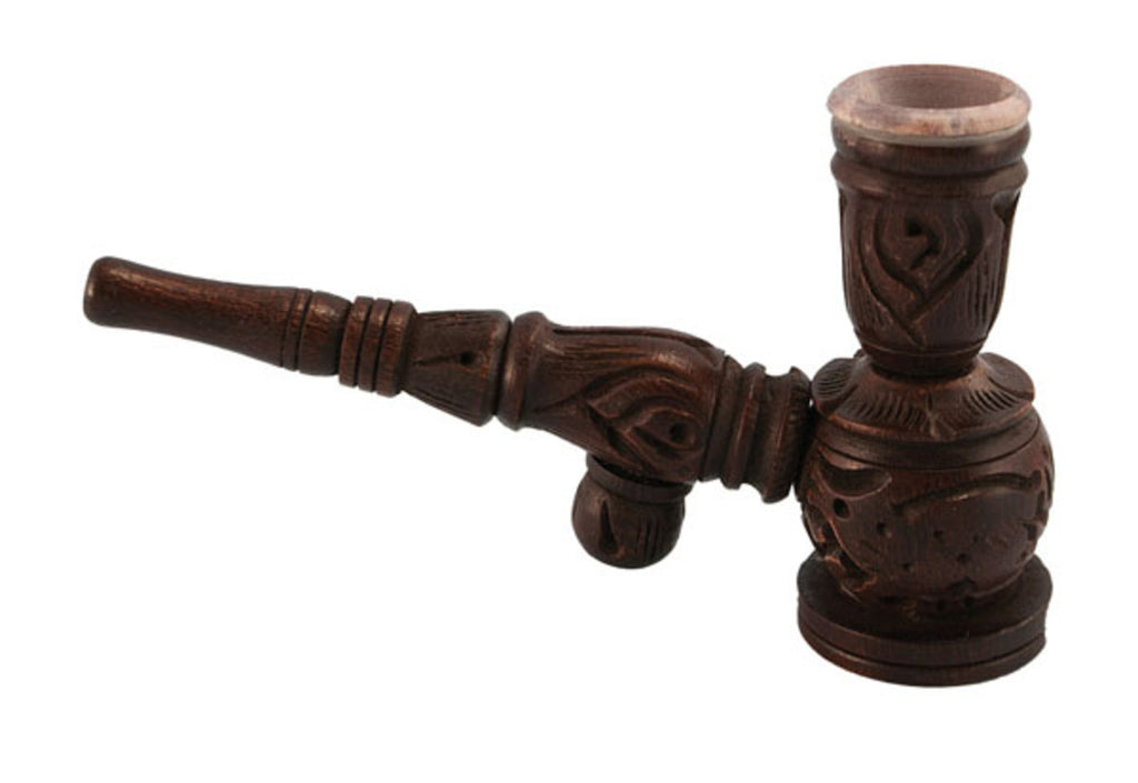 1- 4.25" Wooden Hukka Pipe W/ Stone Bowl Insert