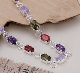 925 Silver Fashion Jewelry Charm Bracelet Colorful Rhinestone Bracelet