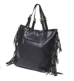 Bcbg Paris Black Fringe Story Tote 14", 17.5", Large, •non leather