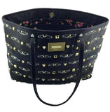 Betsey Johnson Body 100% Poly Urethane 100% Polyester Flower Lining Tote Bag Gold Plated Studs