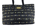 Betsey Johnson Body 100% Poly Urethane 100% Polyester Flower Lining Tote Bag Gold Plated Studs