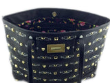Betsey Johnson Body 100% Poly Urethane 100% Polyester Flower Lining Tote Bag Gold Plated Studs