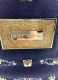 Betsey Johnson Body 100% Poly Urethane 100% Polyester Flower Lining Tote Bag Gold Plated Studs