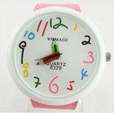 Big Case Pencil Pointer Girls Quartz Woman's Leather Band Wrist Watch