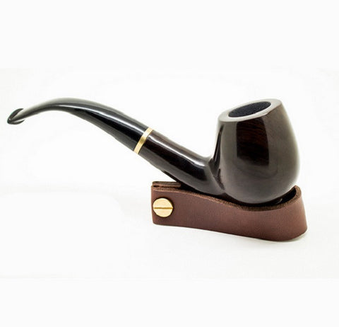 Black Ebony Wood Smoking Pipes Bent Type 0.35" Filter Classical Handmade Tobacco Pipe Best Smoking