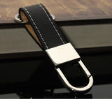 Black Men's Leather Belt Strap Key Ring Car Keychain Zinc Alloy Ring Chain