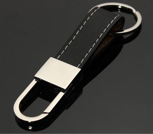 Black Men's Leather Belt Strap Key Ring Car Keychain Zinc Alloy Ring Chain
