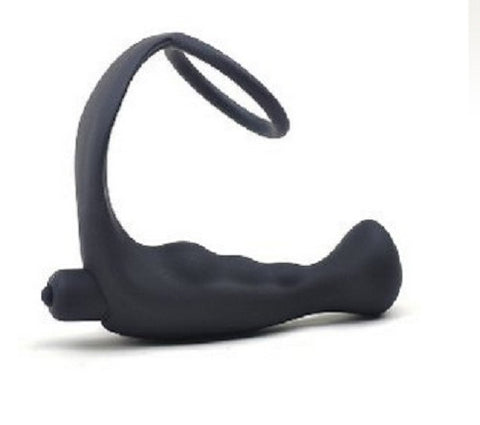 1-pcs Black Silicone Anal Plug Vibrator with Ring GS-028