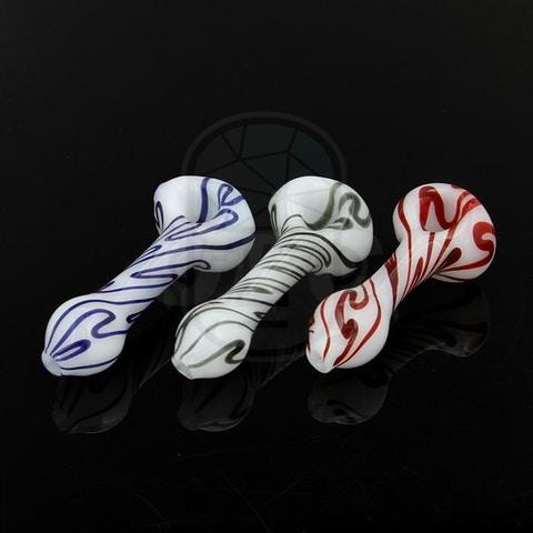 Bone White Color Stripe Spoon Pipe