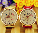 Cat Style Woman's Watch/Faux Leather Strap Band Analog Quartz Wrist Watch