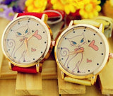 Cat Style Woman's Watch/Faux Leather Strap Band Analog Quartz Wrist Watch