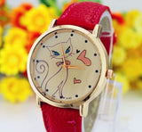 Cat Style Woman's Watch/Faux Leather Strap Band Analog Quartz Wrist Watch