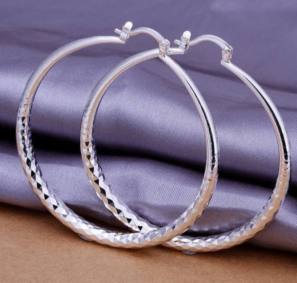 Circle Women Lady Girl Silver Plated Cute Pretty Earrings High Quality Fashion Classic Jewelry Antiallergic