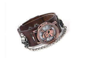 Cool Rock Punk Skull Gothic Skeleton Cuff Watches Analog Quartz Wrist Watches