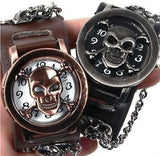 Cool Rock Punk Skull Gothic Skeleton Cuff Watches Analog Quartz Wrist Watches