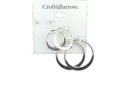 Croft & Barrows 3 Pair Plated Silver Earrings 1 Pair Studs 1 Pair Small Hoops 1 Pair Large Hoop