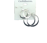 Croft & Barrows 3 Pair Plated Silver Earrings 1 Pair Studs 1 Pair Small Hoops 1 Pair Large Hoop