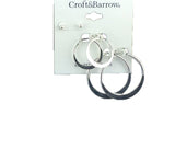 Croft & Barrows 3 Pair Plated Silver Earrings 1 Pair Studs 1 Pair Small Hoops 1 Pair Large Hoop