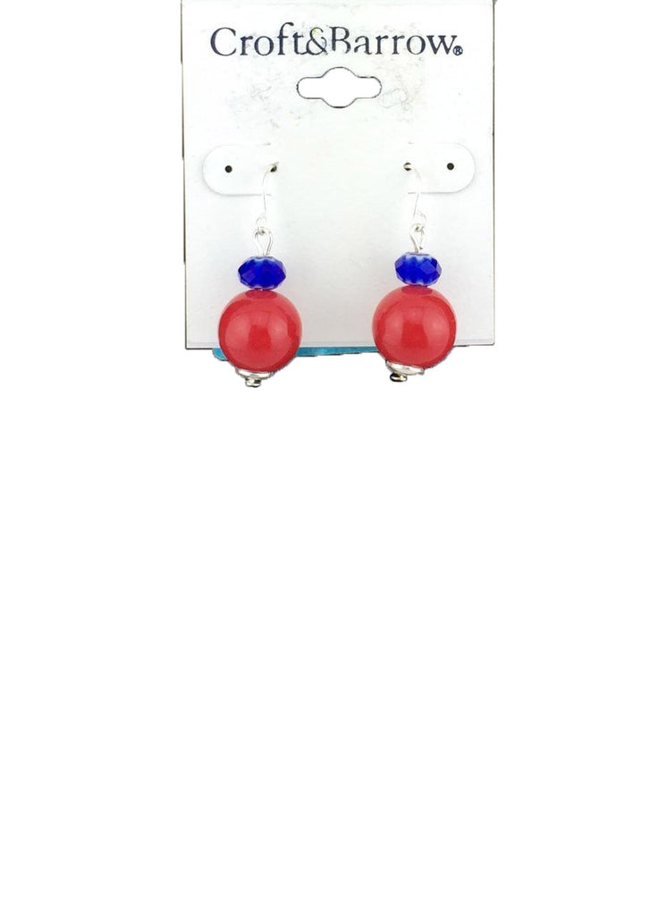 Croft & Barrows Ball Style, Red With Blue Earrings