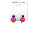 Croft & Barrows Ball Style, Red With Blue Earrings