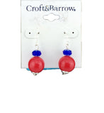 Croft & Barrows Ball Style, Red With Blue Earrings