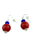 Croft & Barrows Ball Style, Red With Blue Earrings
