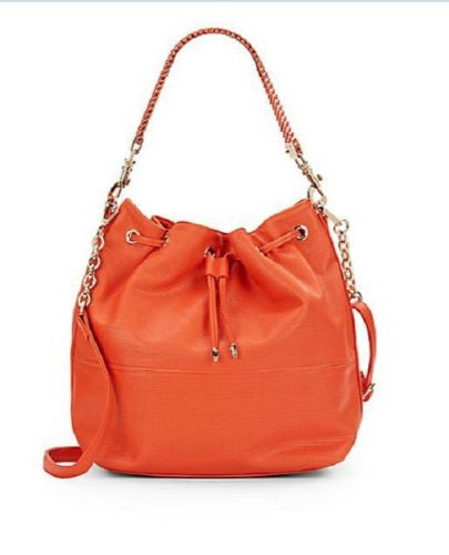 Deux Lux Downtown Faux Leather Bucket Bag 14", 22", 8", 9", Medium, Orange