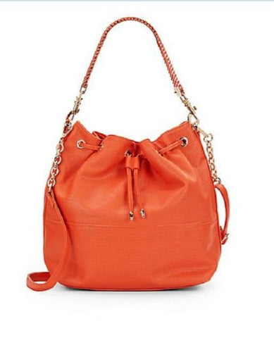 Deux Lux Downtown Faux Leather Bucket Bag 14", 22", 8", 9", Medium, Orange