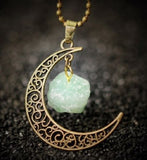 Galaxy Moonstone Irregular Amethyst Rose Quartz Crystals Pendant Bronze Chain