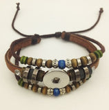 High-Quality Genuine Leather Snap Button Jewelry Bracelet Fit 18mm 20mm Snap