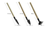 Home Garden Shovel Spade Rake Wood Handle Metal Head Garden Supplies Tools 3pcs set