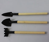 Home Garden Shovel Spade Rake Wood Handle Metal Head Garden Supplies Tools 3pcs set