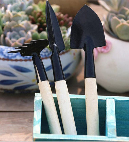 Home Garden Shovel Spade Rake Wood Handle Metal Head Garden Supplies Tools 3pcs set