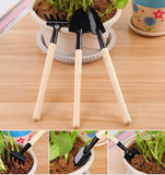 Home Garden Shovel Spade Rake Wood Handle Metal Head Garden Supplies Tools 3pcs set