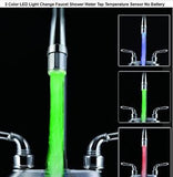 Hot Water Faucet Light Led Three Colors Changing Glow Shower Stream Tap