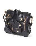 Joseph D'arezzo Moto Jacket Clutch 7", Black, Medium, faux leather