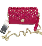 Kensie Style Estilo 40" Plated Gold Chain Flower Cross Body Bag