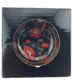 "Kiss Me" Glass Ashtray 31/4" round 1 1/4" High Glass