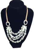 Leather Chain White Rocks Fake Glass Beads