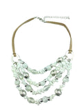Leather Chain White Rocks Fake Glass Beads